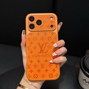 L V Orange Designer Monogram iPhone Case